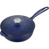imageLe Creuset Olive Branch Collection Enameled Cast Iron Saucier 225 qt Marseille with Embossed LidIndigo