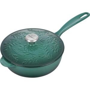imageLe Creuset Olive Branch Collection Enameled Cast Iron Saucier 225 qt Marseille with Embossed LidArtichaut