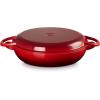 imageLe Creuset Enameled Cast Iron Multifunction Braiser with Grill Pan Lid 35 qt MeringueCerise