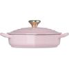 imageLe Creuset Enameled Cast Iron Traditional Shallow Heart Cocotte 125 Qt Chiffon Pink Light Gold HeartChiffon Pink