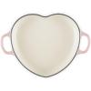imageLe Creuset Enameled Cast Iron Traditional Shallow Heart Cocotte 125 Qt Chiffon Pink Light Gold HeartPeche