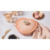 imageLe Creuset Enameled Cast Iron Traditional Shallow Heart Cocotte 125 Qt Chiffon Pink Light Gold HeartWhite