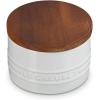 imageLe Creuset Signature Salt Cellar and Storage Canister with Wood Lid 7 oz ShallotWhite