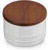 imageLe Creuset Signature Salt Cellar and Storage Canister with Wood Lid 7 oz ShallotWhite