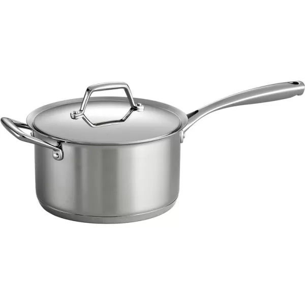Tramontina 80101/026DS Gourmet Prima Stainless Steel, Induction-Ready, Impact Bonded, Tri-Ply Base Covered Sauce Pan, 4 Quart, Made in Brazil