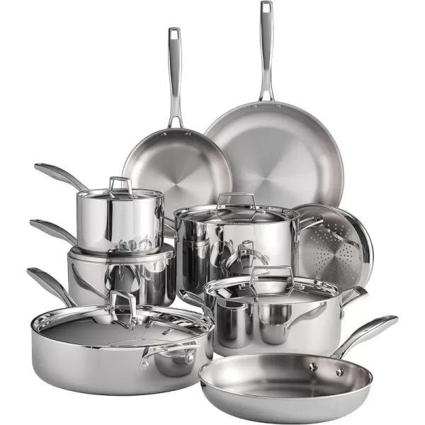 Tramontina Cookware Set Tri-Ply Clad Stainless Steel 14-Piece 80116/045DS
