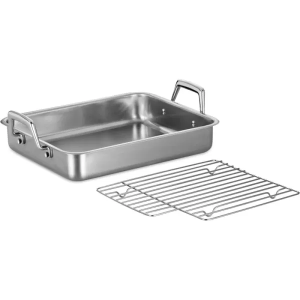 Tramontina Rectangular Roasting Pan with Basting Grill Stainless Steel 13.5-Inch, 80203/003DS