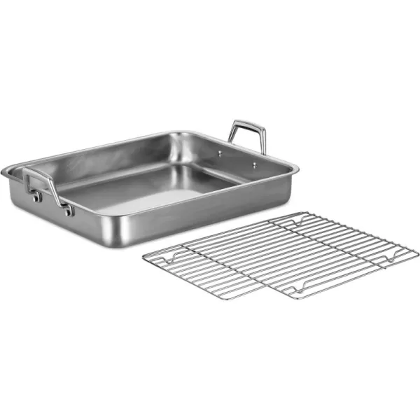 Tramontina Rectangular Roasting Pan with Basting Grill Stainless Steel 13.5-Inch, 80203/003DS
