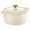 imageTramontina Dutch Oven Cast Iron 55 Qt Latte with Gold Stainless Steel Knob 80131085DSLatte