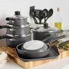 image18 Piece Nonstick Cookware Set  Gray  Aluminum Construction Dishwasher Safe Compatible with Gas Electric Ceramic Cooktops  Includes Saut Pans Griddle Dutch Oven Cooking Utensils