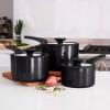 imageTramontina Aluminum Non Stick 6Piece Nesting Sauce Pan Set with Lids  Gray Kitchen Nonstick Cookware Set Dishwasher and Oven SafeGray