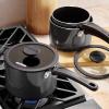 imageTramontina Aluminum Non Stick 6Piece Nesting Sauce Pan Set with Lids  Gray Kitchen Nonstick Cookware Set Dishwasher and Oven SafeGray