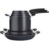 imageTramontina Aluminum Non Stick 6Piece Nesting Sauce Pan Set with Lids  Gray Kitchen Nonstick Cookware Set Dishwasher and Oven SafeGray