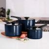 imageTramontina Aluminum Non Stick 6Piece Nesting Sauce Pan Set with Lids  Gray Kitchen Nonstick Cookware Set Dishwasher and Oven SafeNaval
