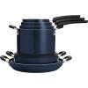 imageTramontina Aluminum Non Stick 6Piece Nesting Sauce Pan Set with Lids  Gray Kitchen Nonstick Cookware Set Dishwasher and Oven SafeNaval
