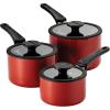 imageTramontina Aluminum Non Stick 6Piece Nesting Sauce Pan Set with Lids  Gray Kitchen Nonstick Cookware Set Dishwasher and Oven SafeRed