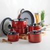 imageTramontina Aluminum Non Stick 6Piece Nesting Sauce Pan Set with Lids  Gray Kitchen Nonstick Cookware Set Dishwasher and Oven SafeRed
