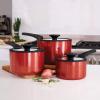 imageTramontina Aluminum Non Stick 6Piece Nesting Sauce Pan Set with Lids  Gray Kitchen Nonstick Cookware Set Dishwasher and Oven SafeRed