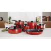 imageTramontina Aluminum Non Stick 6Piece Nesting Sauce Pan Set with Lids  Gray Kitchen Nonstick Cookware Set Dishwasher and Oven SafeRed