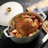 imageTramontina Enameled Cast Iron Dutch Oven Pot with Lid Round 55quart BlueLatte