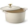imageTramontina Enameled Cast Iron Dutch Oven Pot with Lid Round 55quart BlueLatte