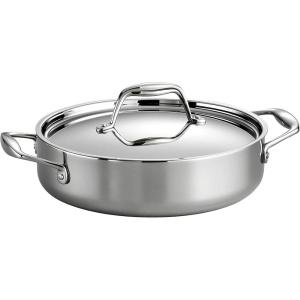imageTramontina TriPly Clad Stainless Steel 8Quart Stock Pot with Lid InductionReady Pasta Pot DishwasherSafe NSFCertified Made in BrazilBRAISER