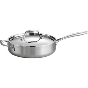 imageTramontina TriPly Clad Stainless Steel 8Quart Stock Pot with Lid InductionReady Pasta Pot DishwasherSafe NSFCertified Made in BrazilSAUTE PAN