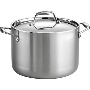 imageTramontina TriPly Clad Stainless Steel 8Quart Stock Pot with Lid InductionReady Pasta Pot DishwasherSafe NSFCertified Made in BrazilSTOCK POT