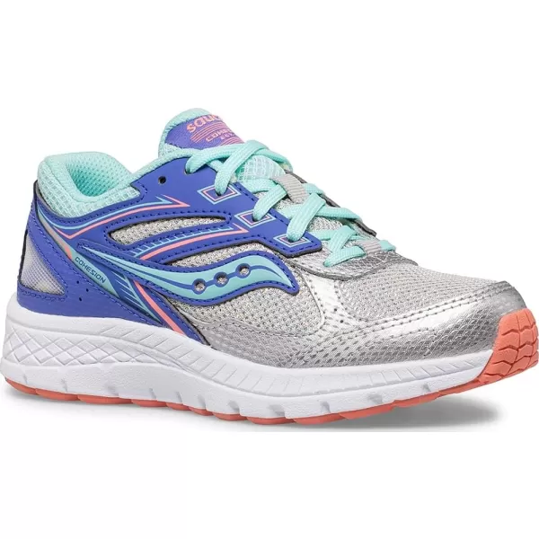 imageSaucony Kids Girls Cohesion 14 LTT Running Sneakers Shoes  SilverSilverPeriwinkleTurq