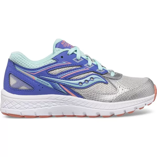 imageSaucony Kids Girls Cohesion 14 LTT Running Sneakers Shoes  SilverSilverPeriwinkleTurq