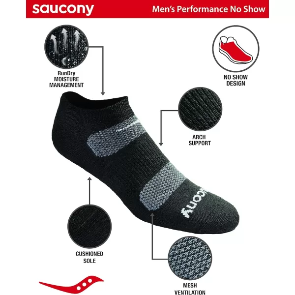 imageSaucony Mens MultiPack Mesh Ventilating Comfort Fit Performance NoShow SocksBlack Fashion 18 Pairs
