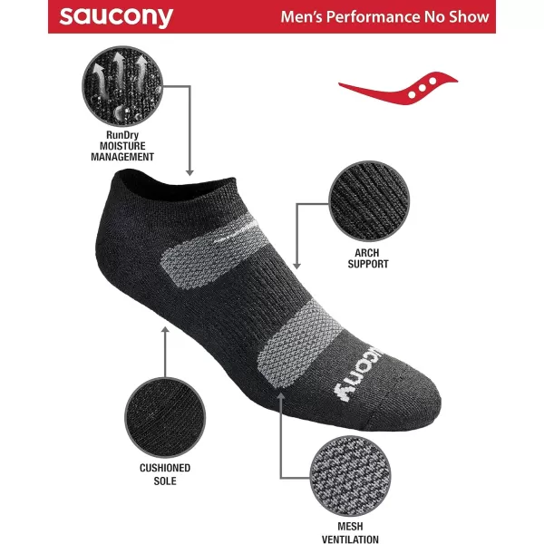 imageSaucony Mens MultiPack Mesh Ventilating Comfort Fit Performance NoShow SocksBlack Fashion Repreve 6 Pairs