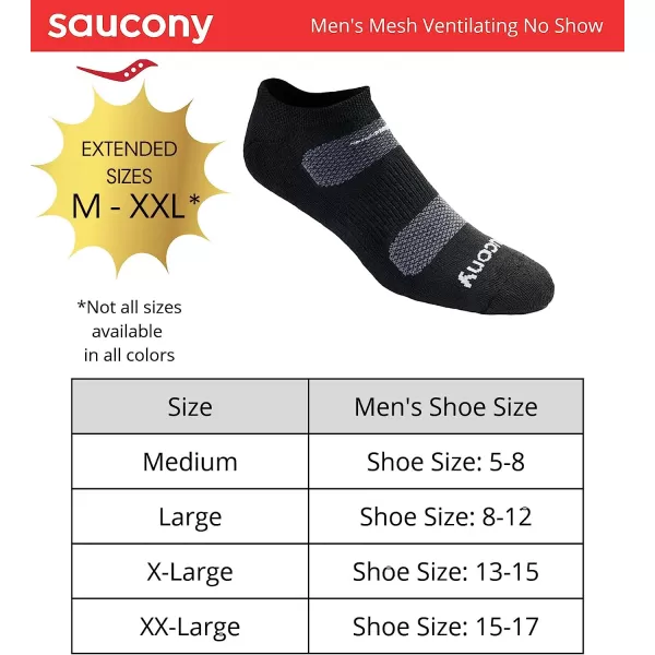 imageSaucony Mens MultiPack Mesh Ventilating Comfort Fit Performance NoShow SocksGrey Basic 6 Pairs