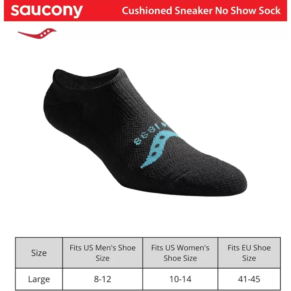 imageSaucony Mens MultiPack Mesh Ventilating Comfort Fit Performance NoShow SocksSneaker Black Fashion 6 Pairs