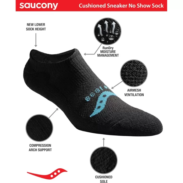 imageSaucony Mens MultiPack Mesh Ventilating Comfort Fit Performance NoShow SocksSneaker Charcoal Fashion 6 Pairs