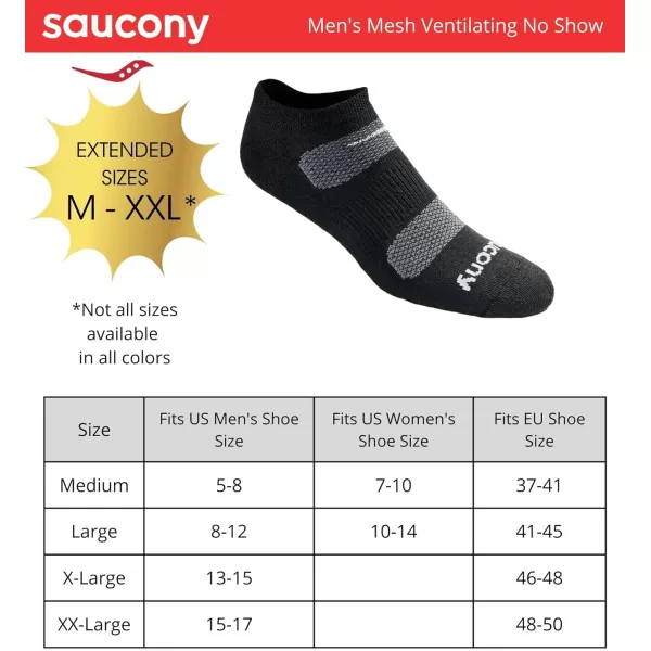 imageSaucony Mens MultiPack Mesh Ventilating Comfort Fit Performance NoShow SocksWhite Repreve 6 Pairs