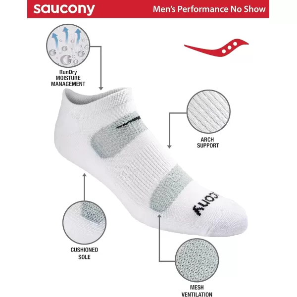 imageSaucony Mens MultiPack Mesh Ventilating Comfort Fit Performance NoShow SocksWhite Repreve 6 Pairs