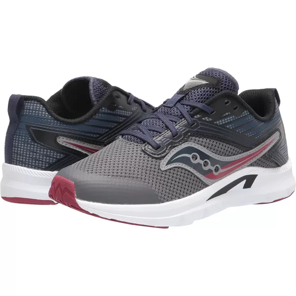 imageSaucony UnisexChild Axon Running ShoeGreyNavyMaroon