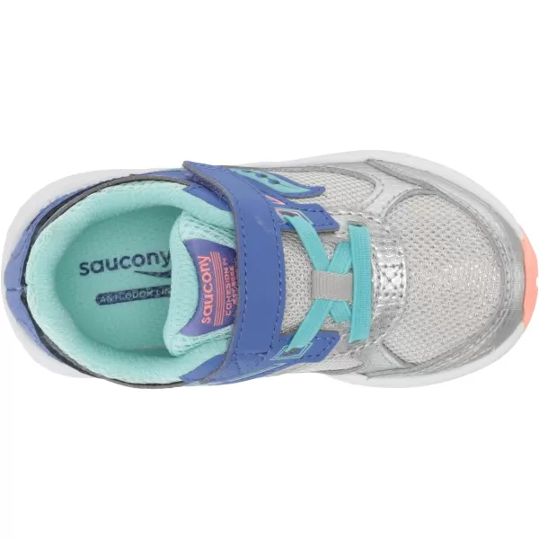 imageSaucony UnisexChild Cohesion 14 Alternative Closure Jr Running ShoeSilverPeriwinkleTurq