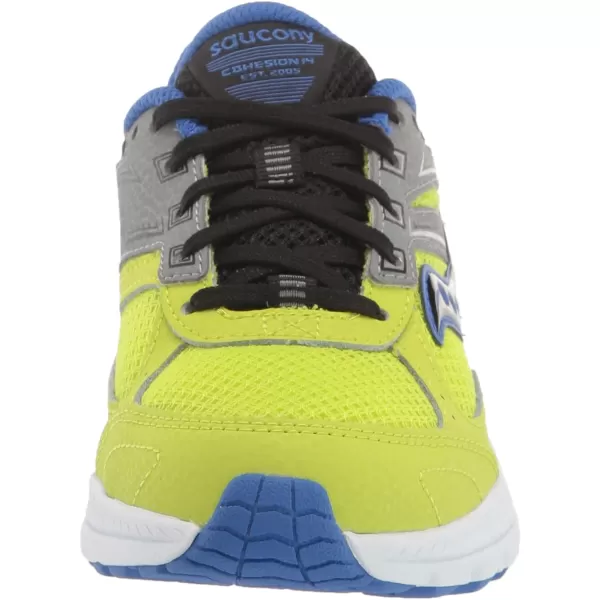 imageSaucony UnisexChild Cohesion 14 Lace to Toe Running ShoeGreyAcidLime