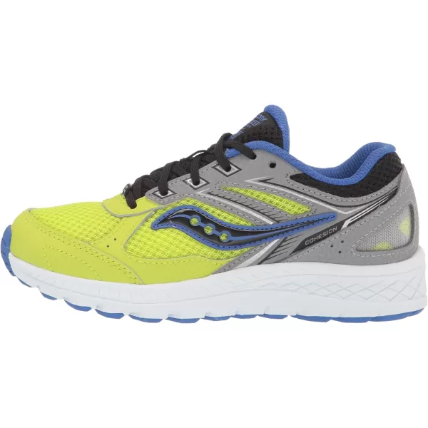 imageSaucony UnisexChild Cohesion 14 Lace to Toe Running ShoeGreyAcidLime