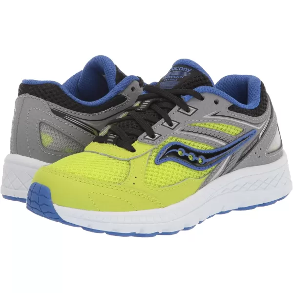 imageSaucony UnisexChild Cohesion 14 Lace to Toe Running ShoeGreyAcidLime