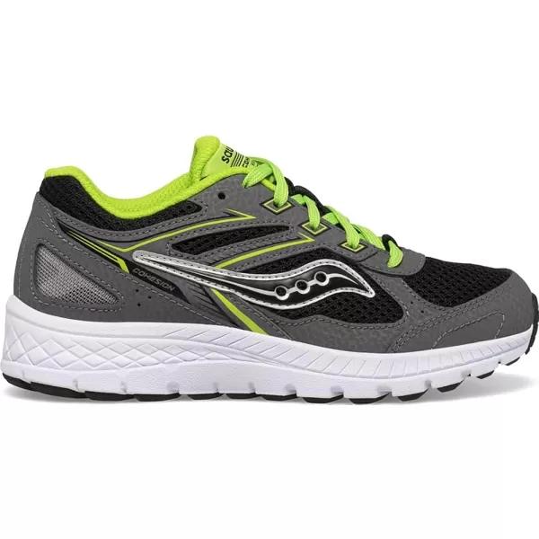 imageSaucony UnisexChild Cohesion 14 Lace to Toe Running ShoeGreyBlackGreen