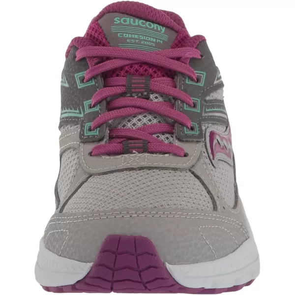 imageSaucony UnisexChild Cohesion 14 Lace to Toe Running ShoeGreyMagentaTurq