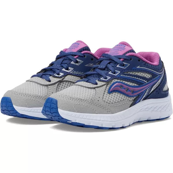 imageSaucony UnisexChild Cohesion 14 Lace to Toe Running ShoeNavyGreyGrape