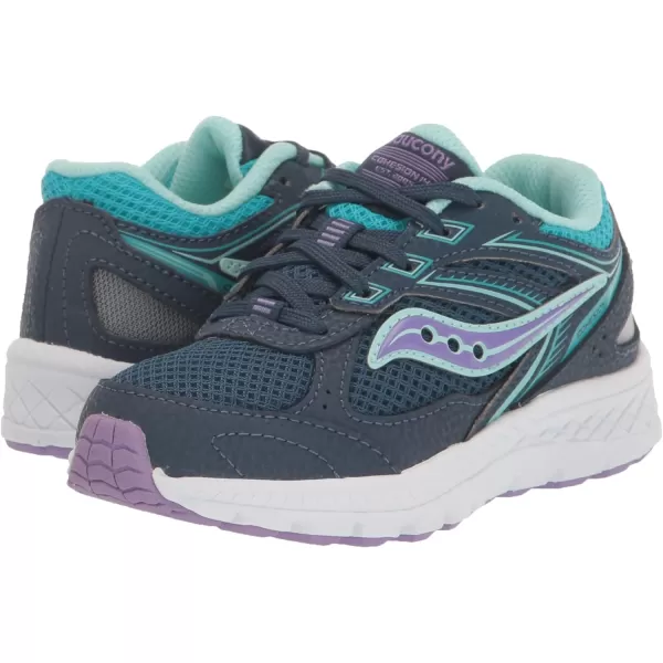 imageSaucony UnisexChild Cohesion 14 Lace to Toe Running ShoeNavyTurqPurple