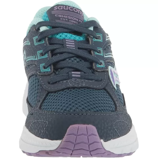 imageSaucony UnisexChild Cohesion 14 Lace to Toe Running ShoeNavyTurqPurple