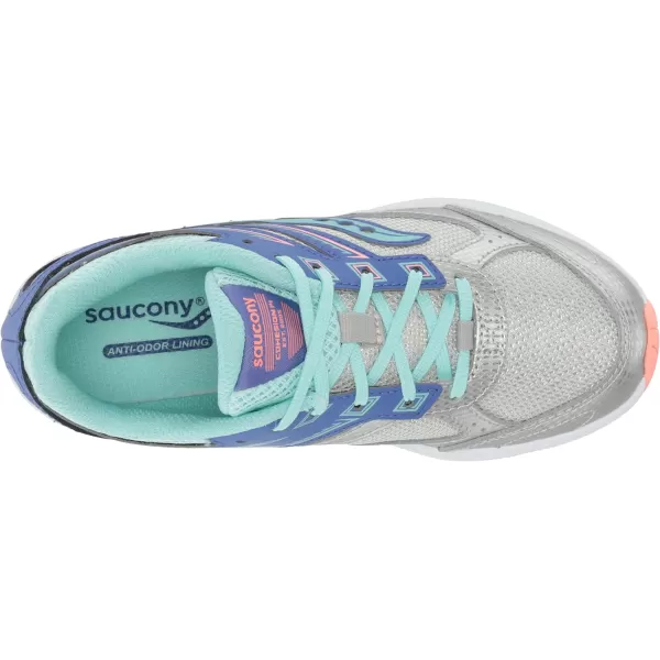 imageSaucony UnisexChild Cohesion 14 Lace to Toe Running ShoeSilverPeriwinkleTurq
