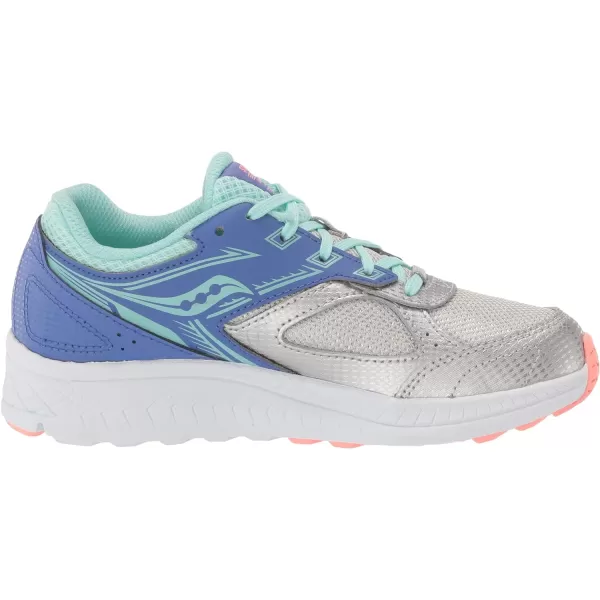 imageSaucony UnisexChild Cohesion 14 Lace to Toe Running ShoeSilverPeriwinkleTurq