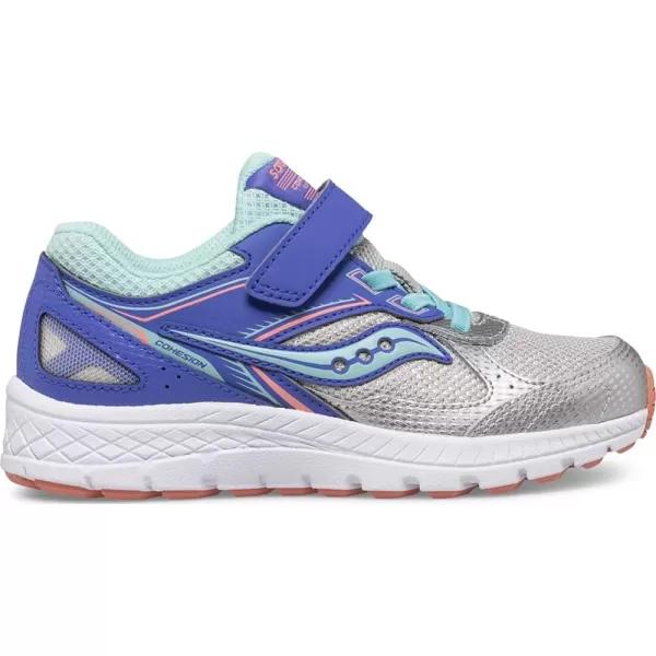 imageSaucony UnisexChild Cohesion 14 aC Running ShoeSilverPeriwinkleTurq